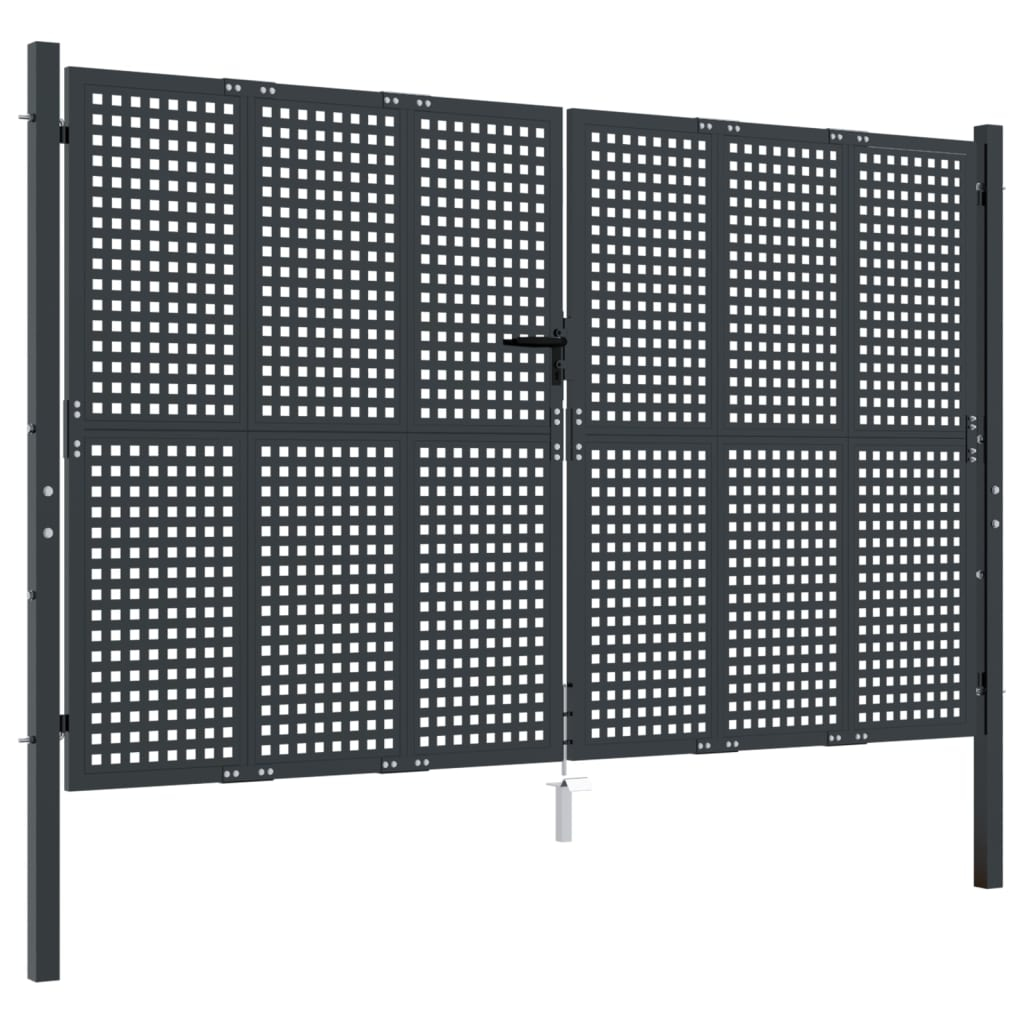 vidaXL puerta de jardín antracita 300x175 cm acero