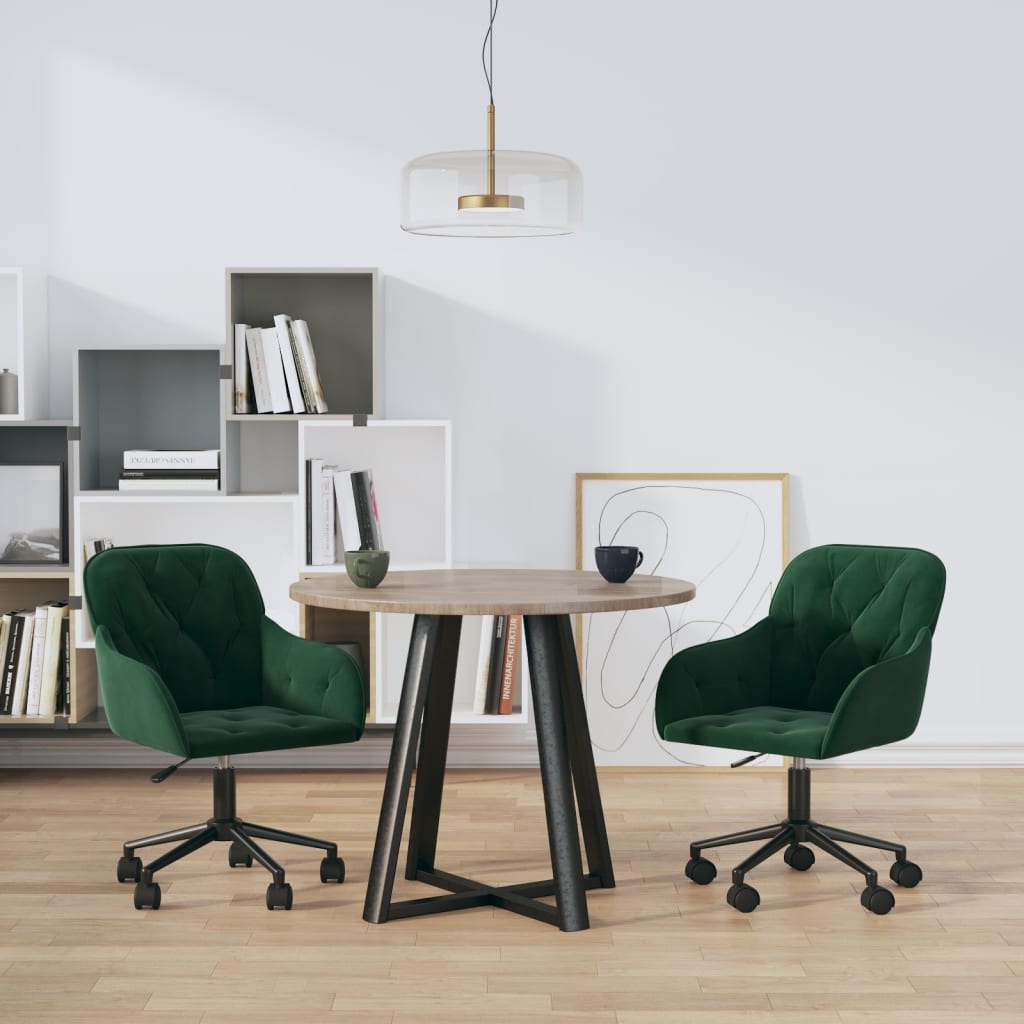 Sillas de comedor giratorias 2 unidades terciopelo verde oscuro qweo3426