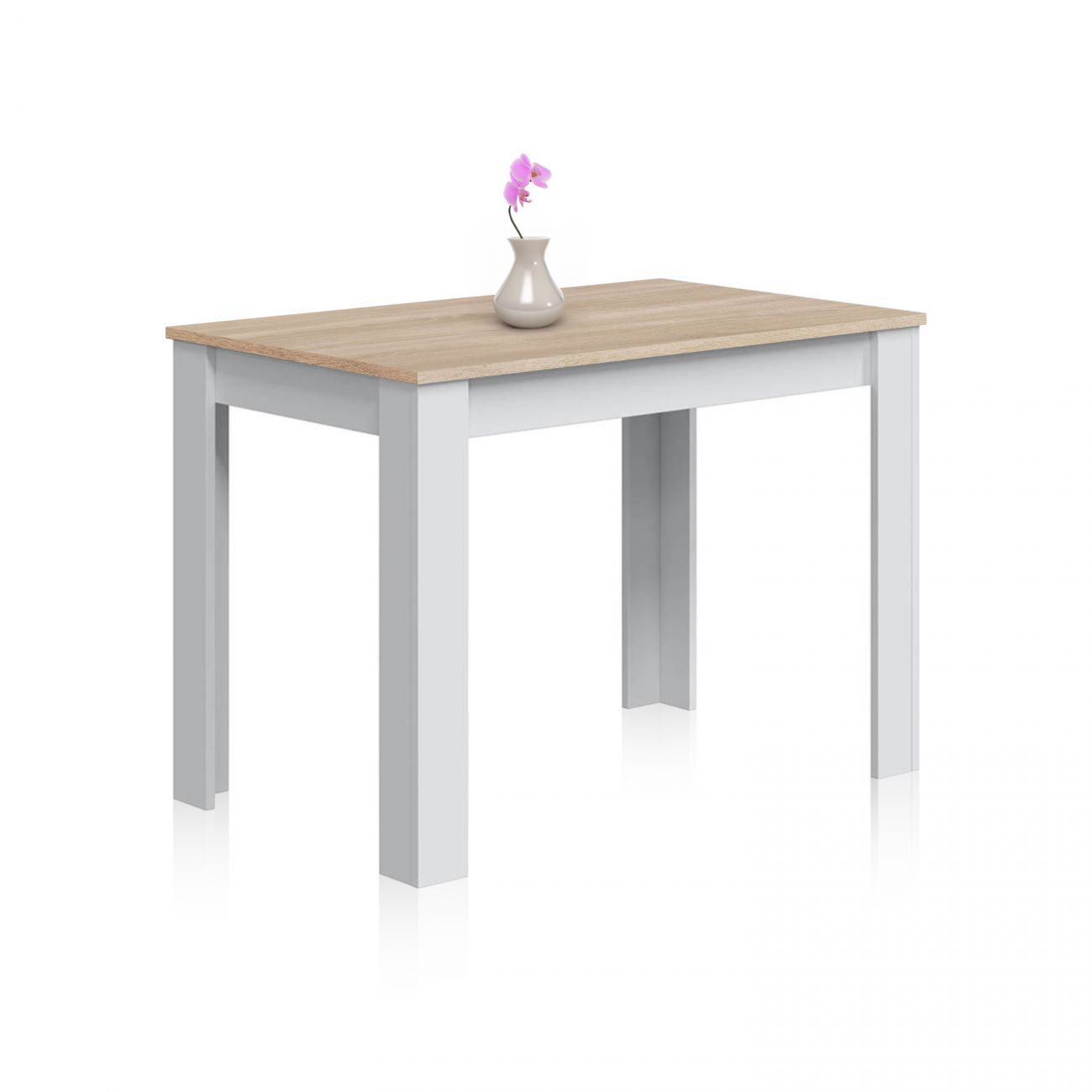 Mesa de comedor fija y compacta 109x67 cm dina blanco - roble