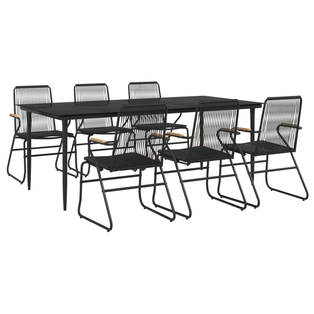 vidaXL juego de comedor para jardín 7 piezas ratán PVC negro