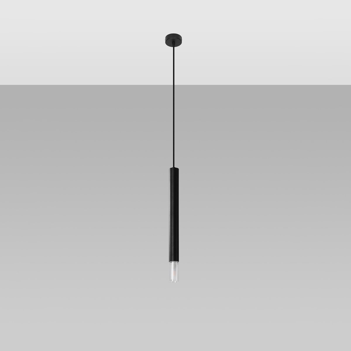 Lámpara coLGante wezyr 1 negro acero/vidrio 8x120x8cm