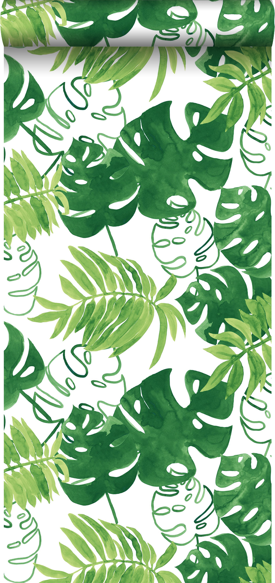 Walls4you papel pintado hojas tropicales verde - 53 cm x 10.05 m - 935293