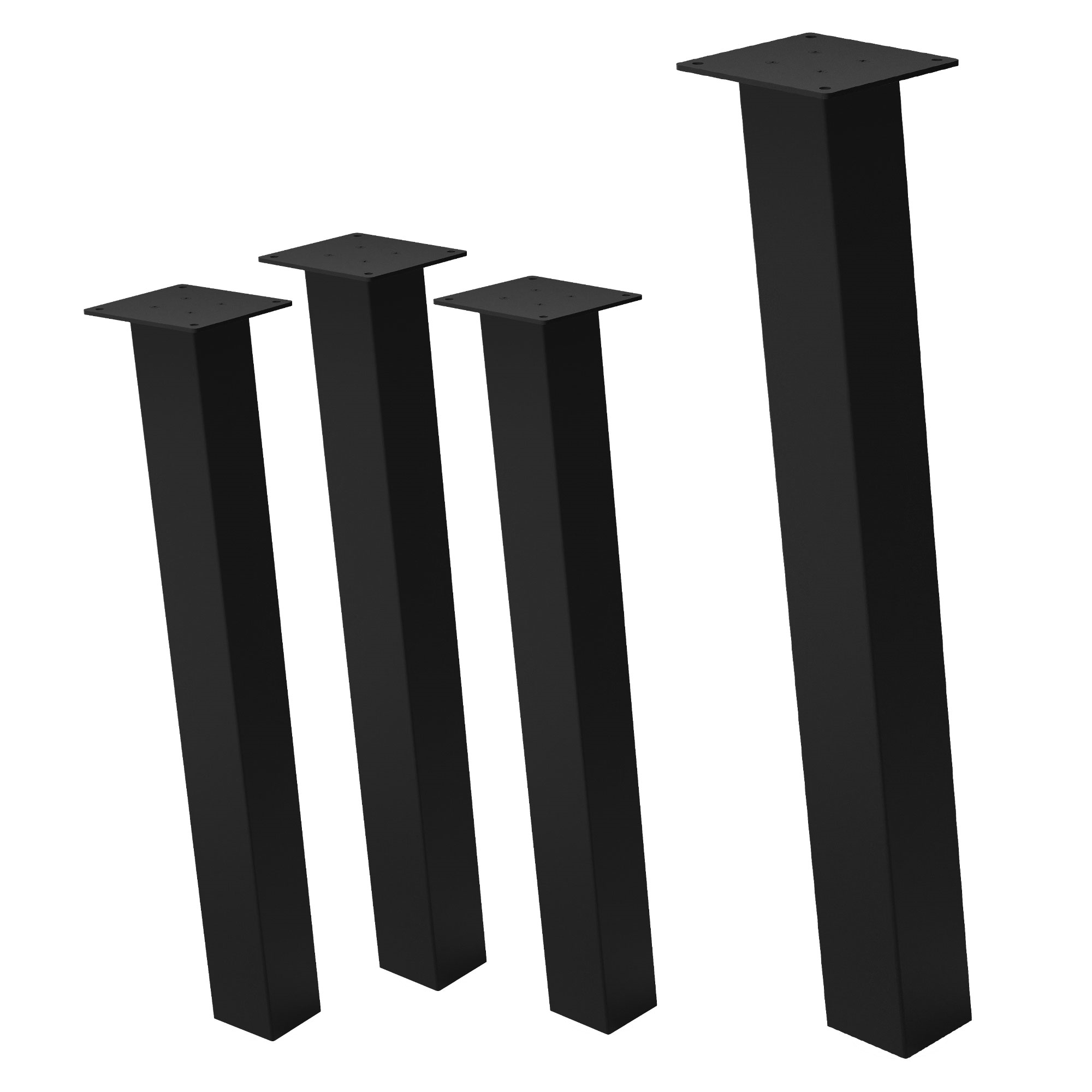 Set 4x patas de mesa 72 cm inclinadas de acero 8x8 cm negro brillante
