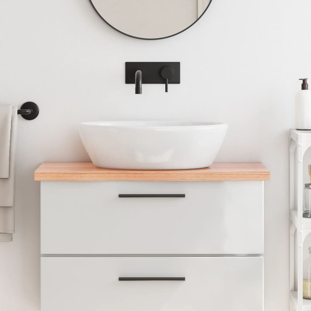 Encimera baño madera maciza tratada marrón claro 80x40x(2-4) cm eerf5870