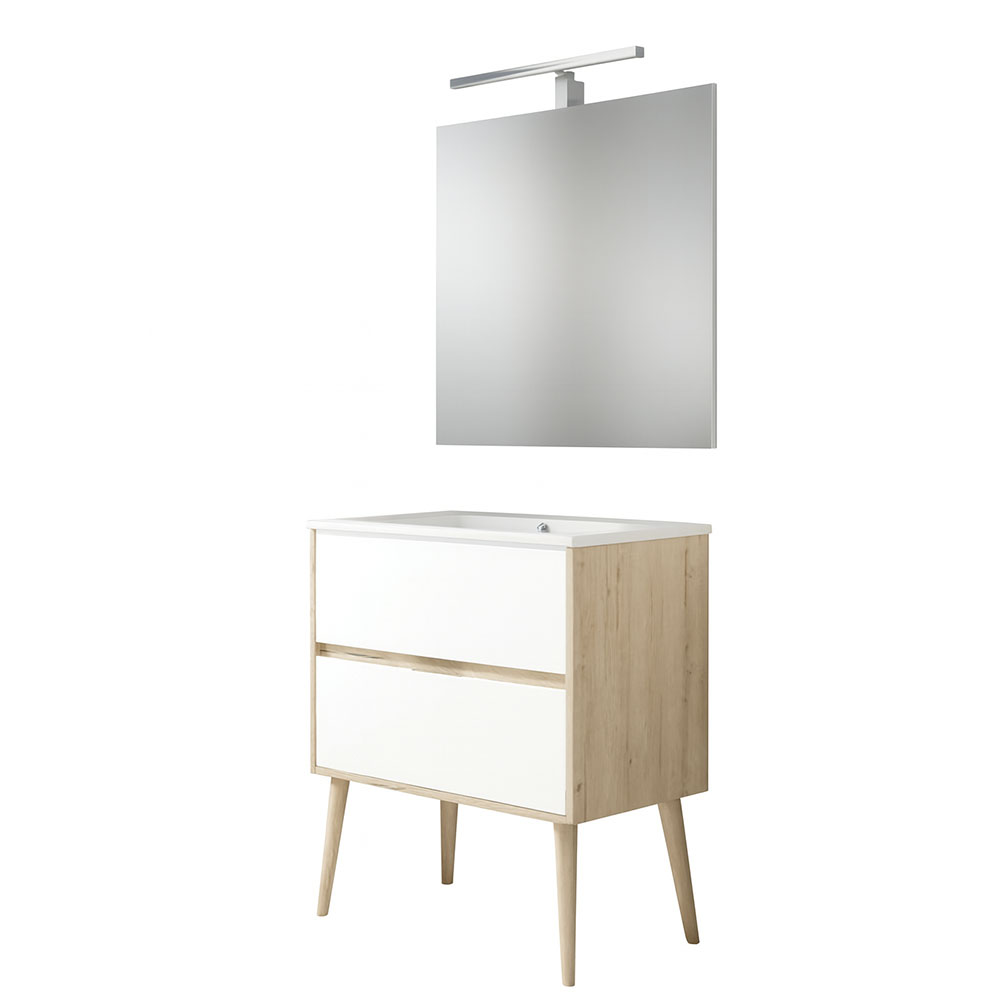 Conjunto de móveis de casa de banho ful noruega 80 carvalho branco mate