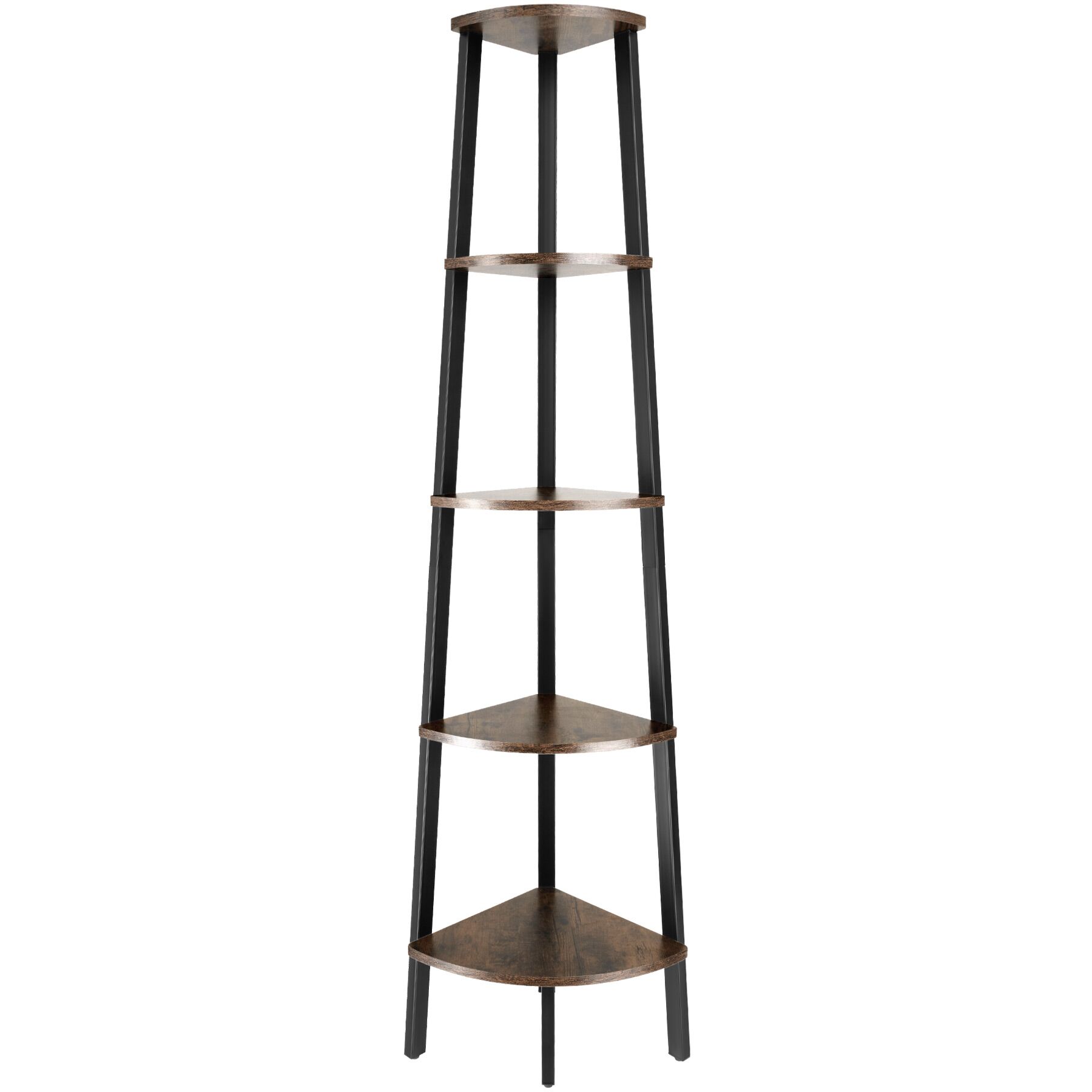 Estantería industrial esquinera 5 estantes 34x34x158,5cm madera oscura