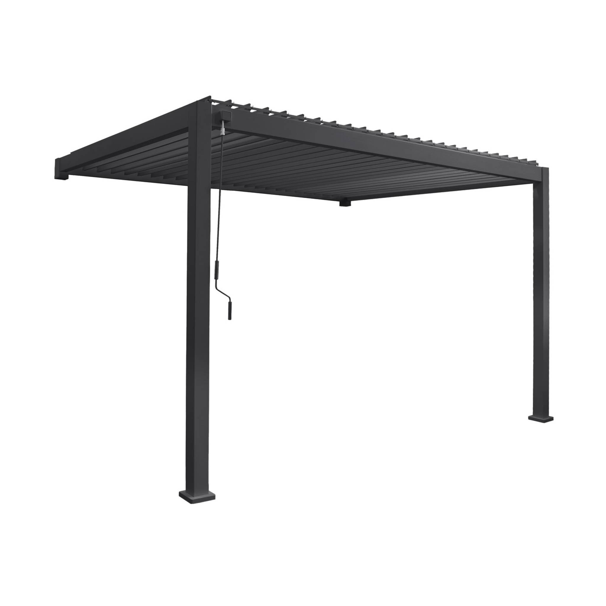 Pérgola bioclimática 3x4m de aluminio adosada con lamas orientables,
