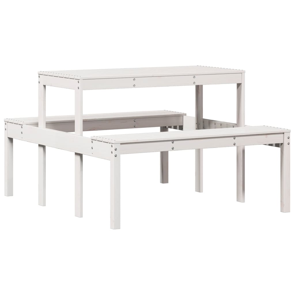 vidaXL mesa de pícnic madera maciza de pino blanco 110x134x75 cm