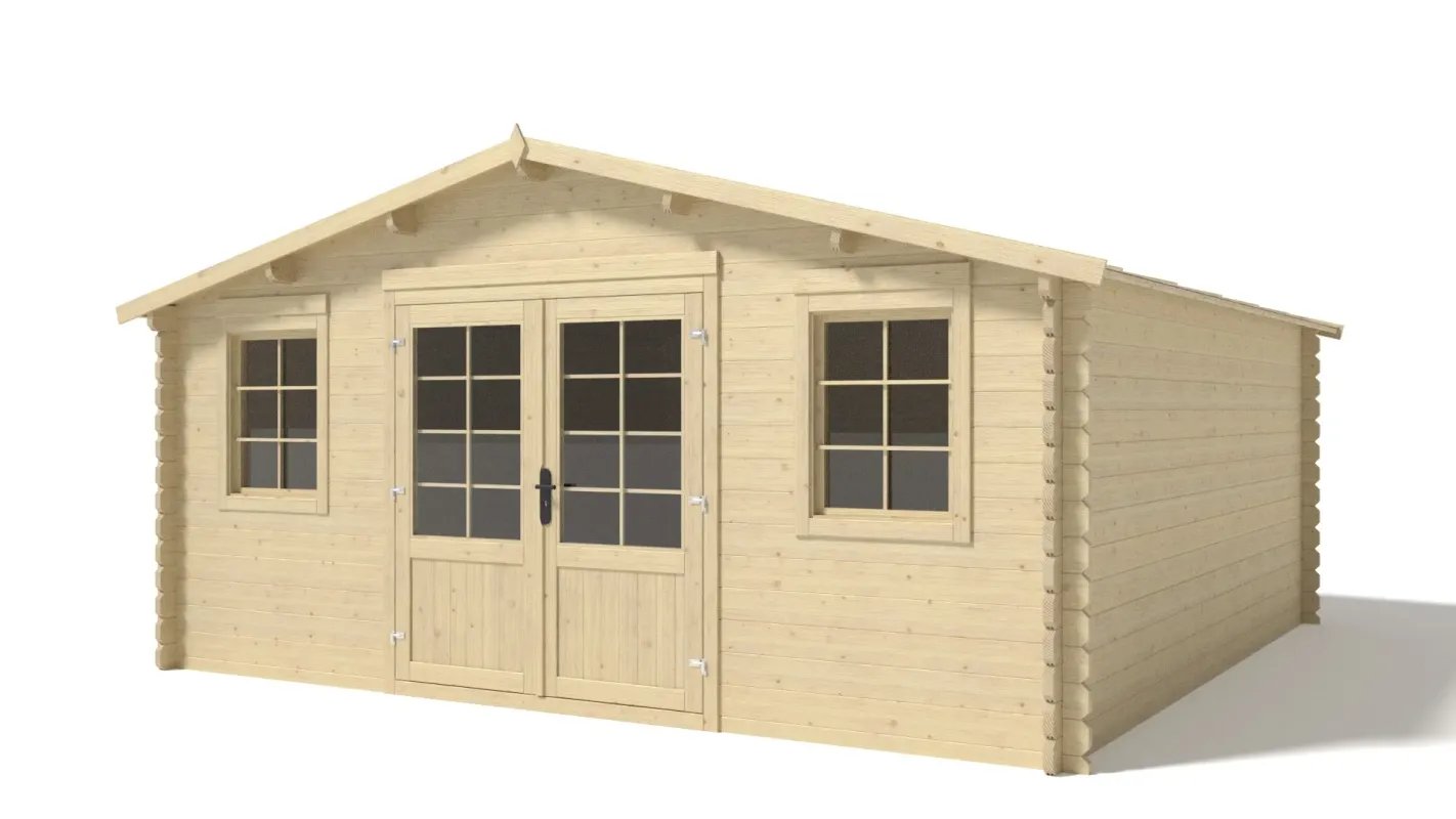 Caseta de jardín de madera 25 m2 - 5x5 m - 40 mm - dom612