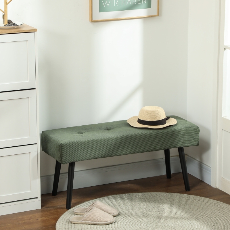 Banco tapizado acolchado verde 100 x 36 x 45 cm para dormitorio y recibidor