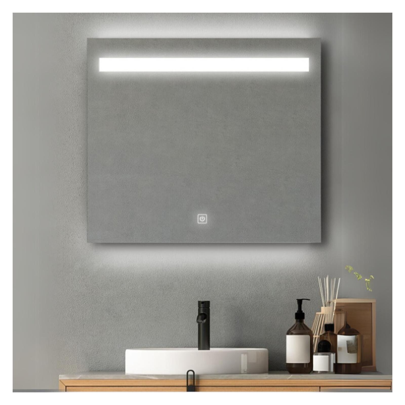 Espejo LED rectangular l60/80cm de vidrio plateado nova lux