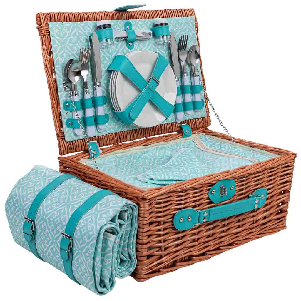 Cesta de picnic 4 servicios marrón 44x30x20h cm
