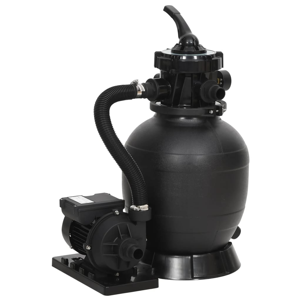vidaXL filtro de arena para piscinas con válvula de 6 vías negro