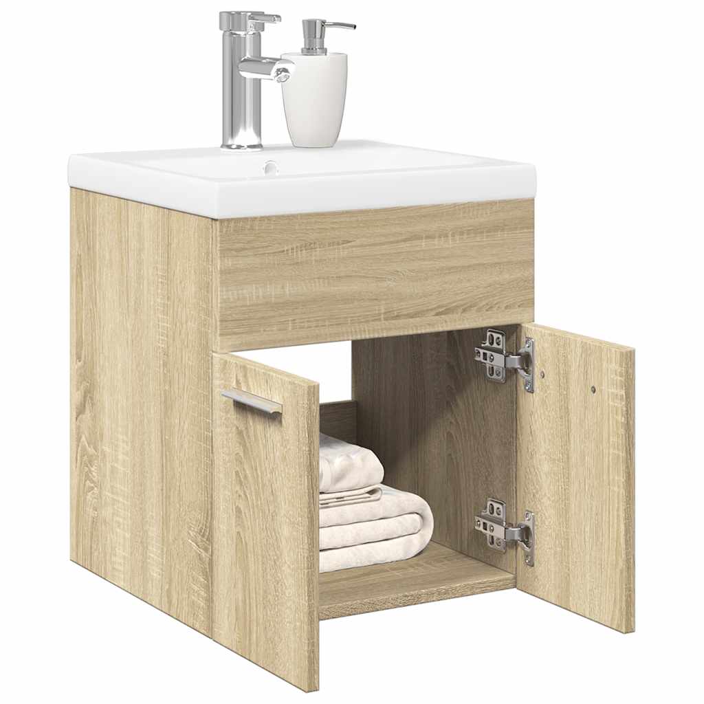 Set de muebles de baño 2 pzas madera contrachapada roble sonoma esb4057