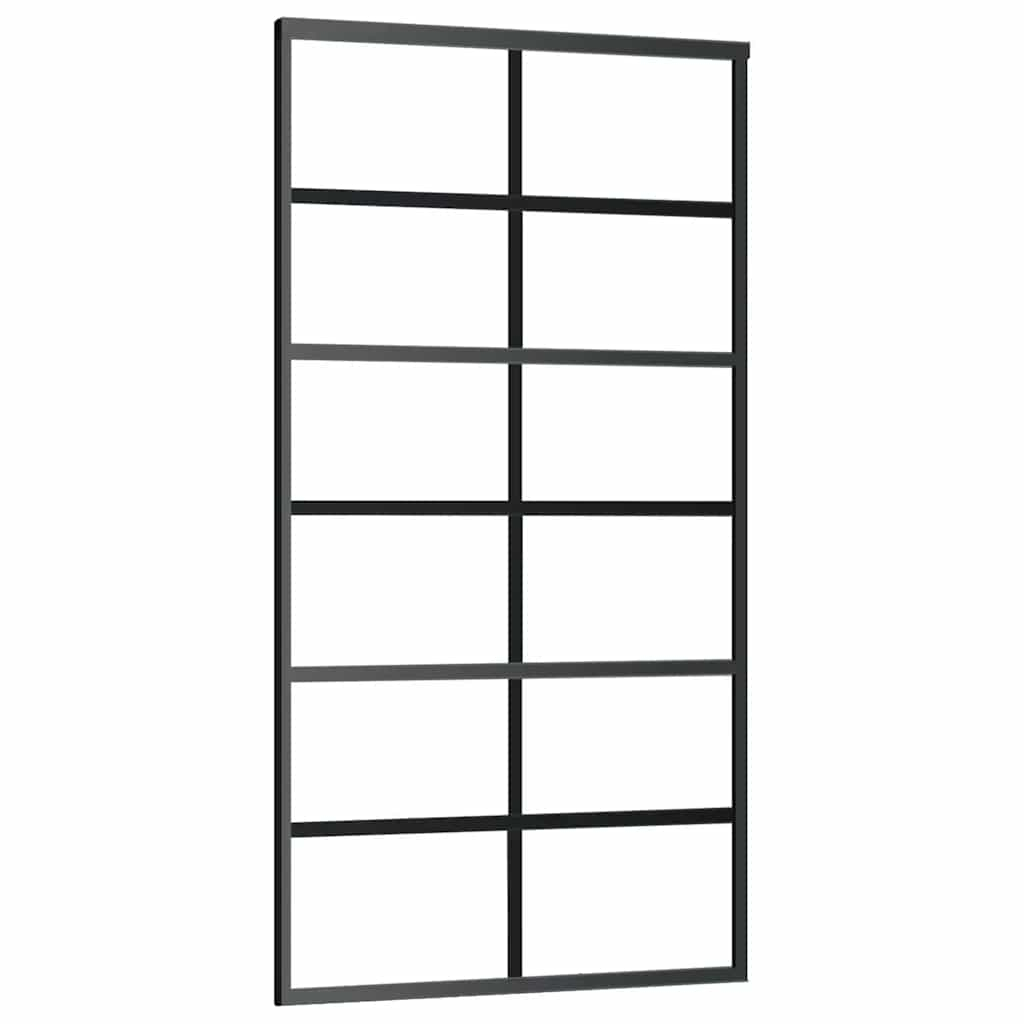 vidaXL puerta corredera esg vidrio y aluminio negra 102x205 cm