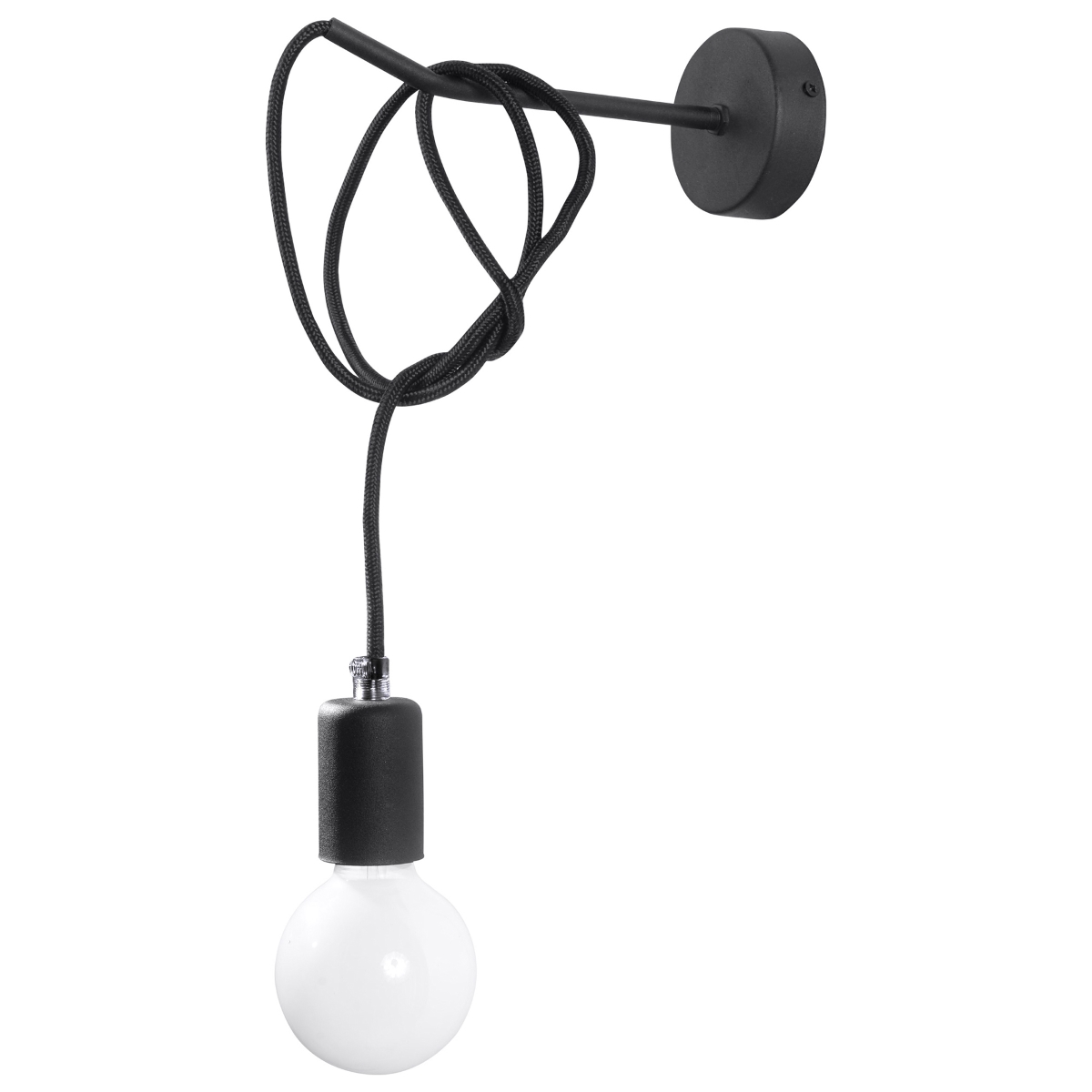 Lámpara de pared edison 1 negro tela/acero 8x100x23cm
