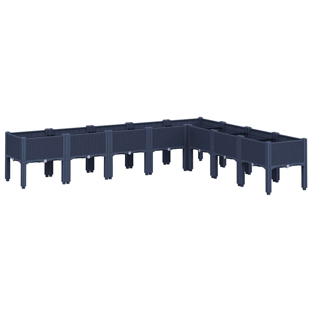 vidaXL jardinera con patas pp azul gris 200x160x42 cm