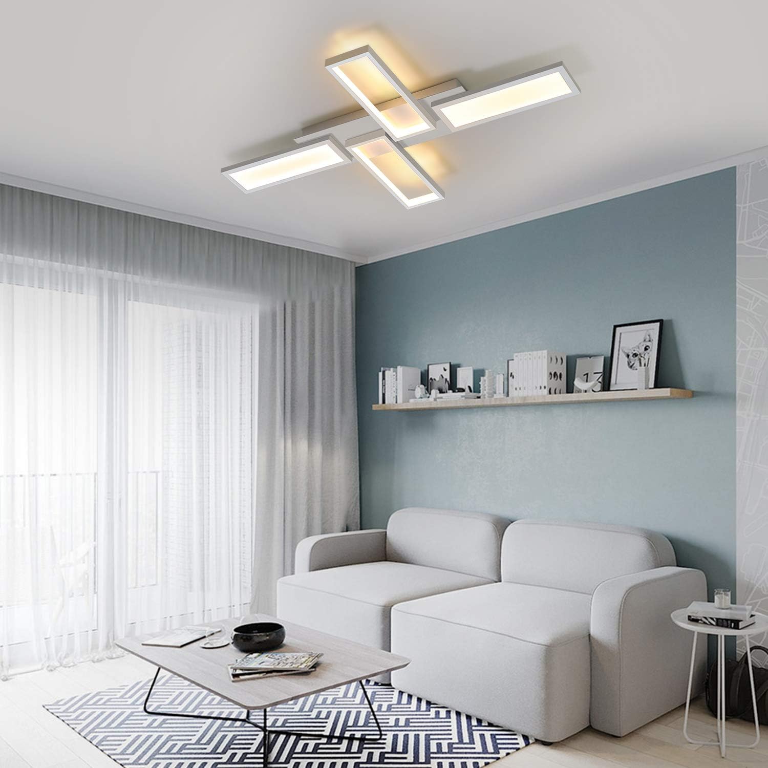 Nettlife plafón LED lámpara de salón blanco regulable 58w 82.7cm cuadrado