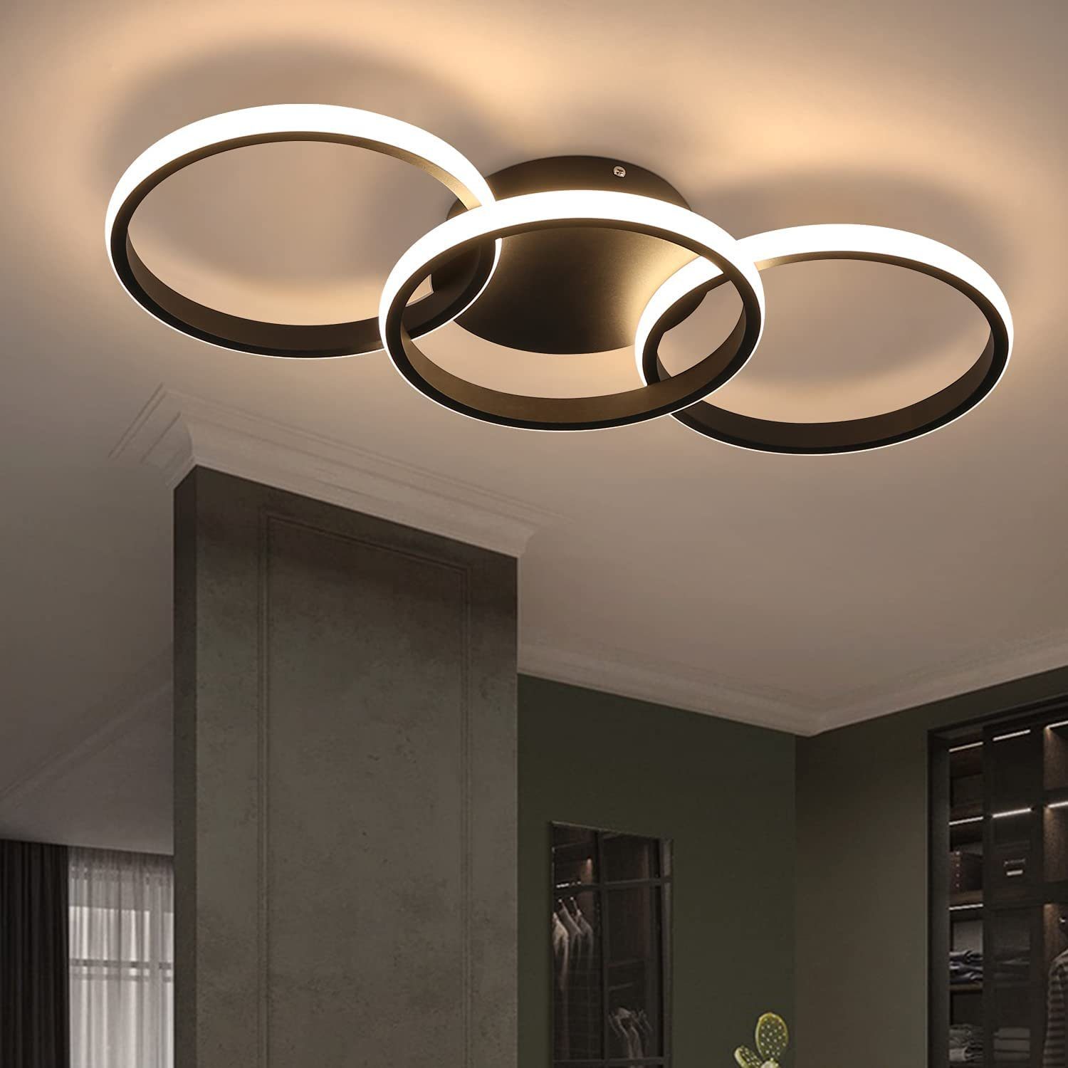 Nettlife lámpara de techo LED negra moderna redonda con lámpara de cocina