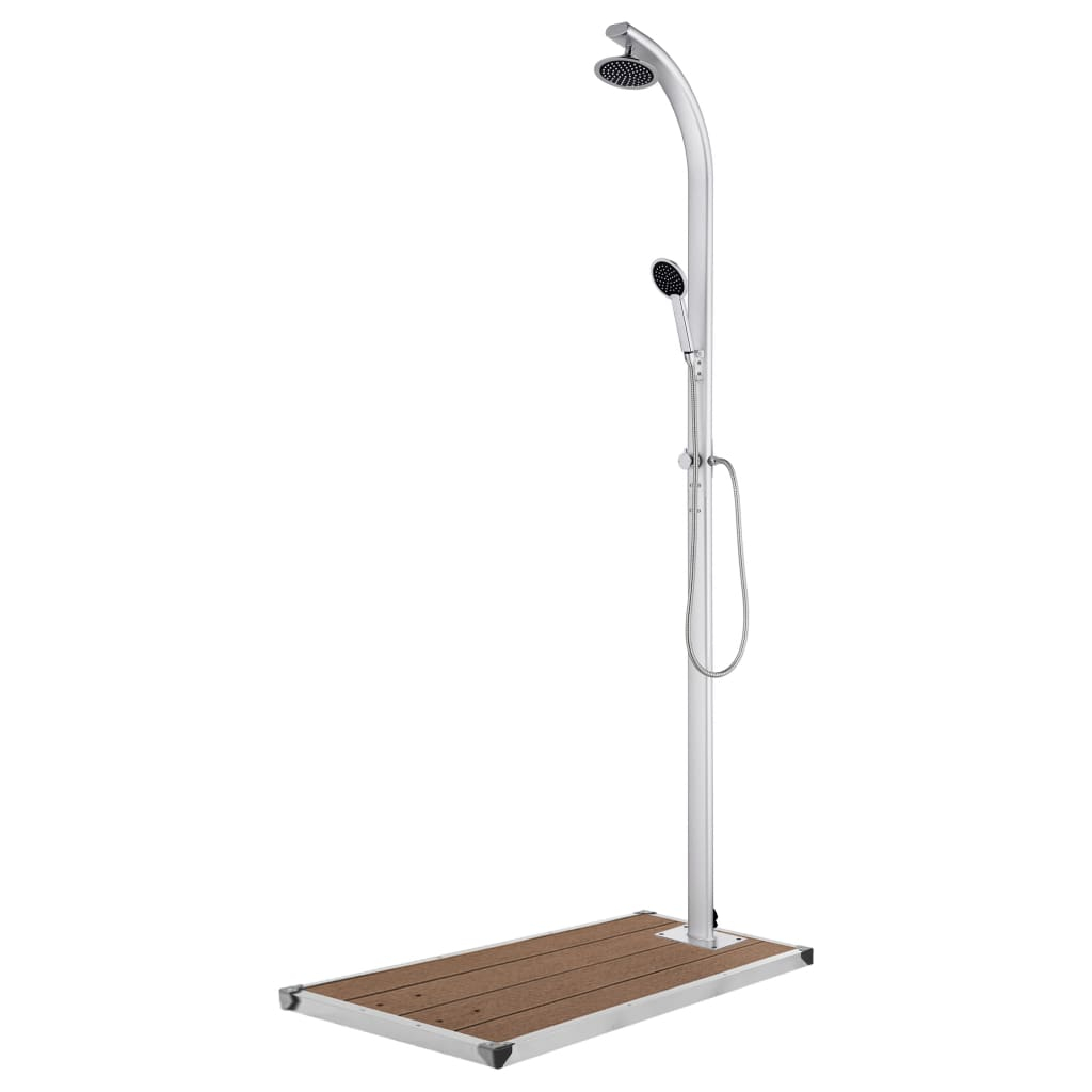 vidaXL ducha de jardín con base marrón 220 cm aluminio