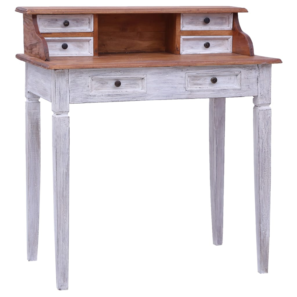 vidaXL escritorio con cajones madera maciza de caoba 90x50x101 cm