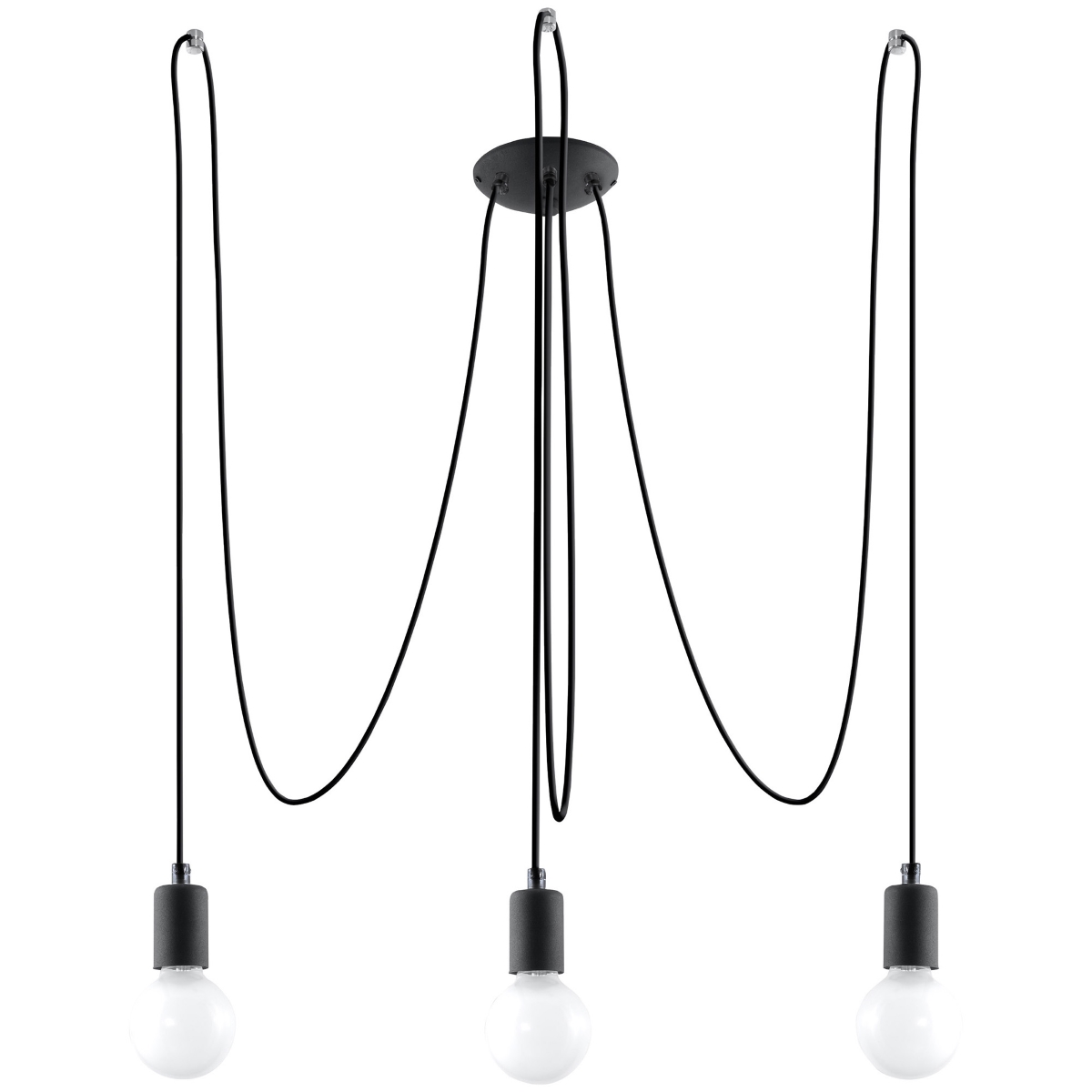Candelabro edison 3 negro tela/acero 300x150x300cm