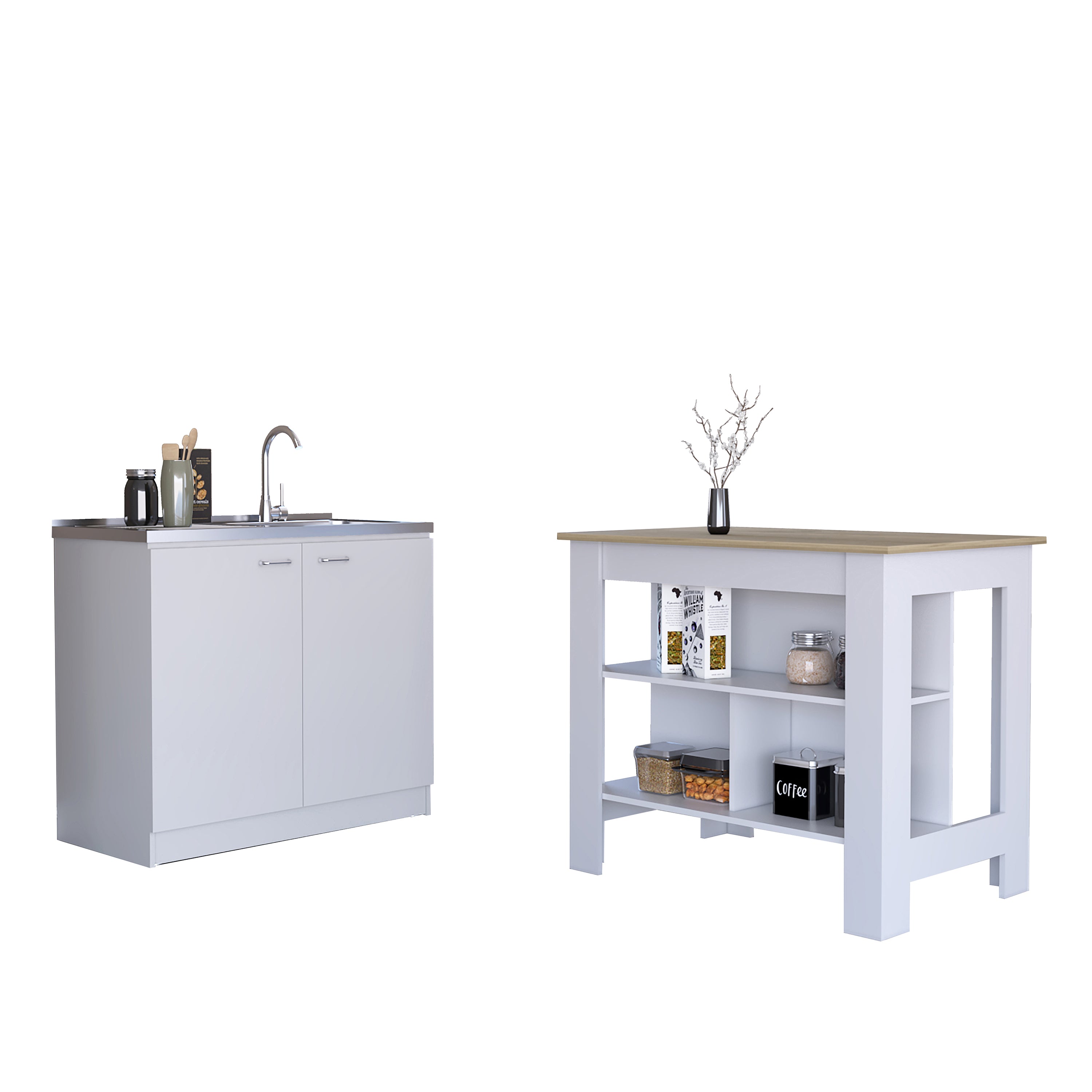 Conjunto phoenix de cocina, isla de cocina + mueble de cocina con fregadero