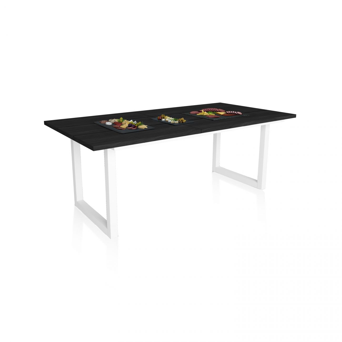 Mesa de comedor fija con patas metálicas 90x194 cm altea negro blanco