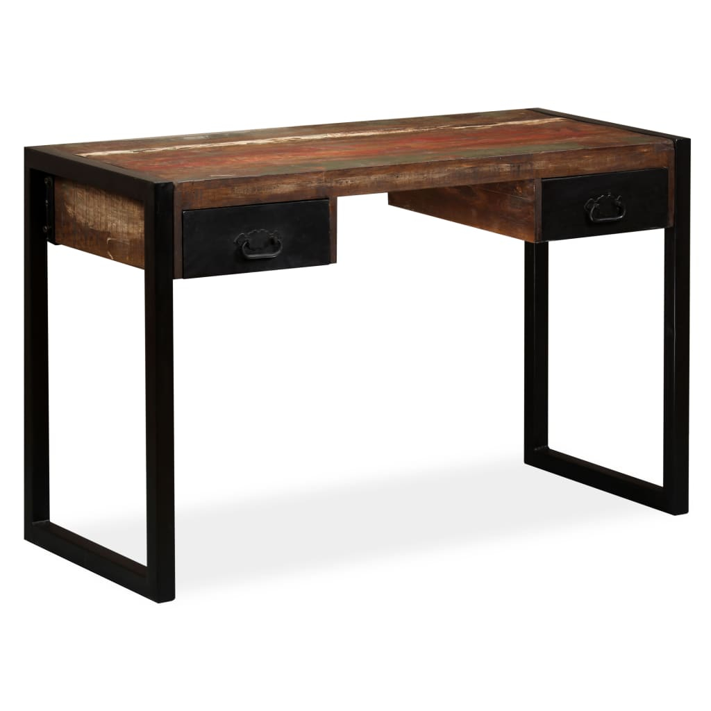 vidaXL escritorio con 2 cajones madera maciza reciclada 120x50x76 cm