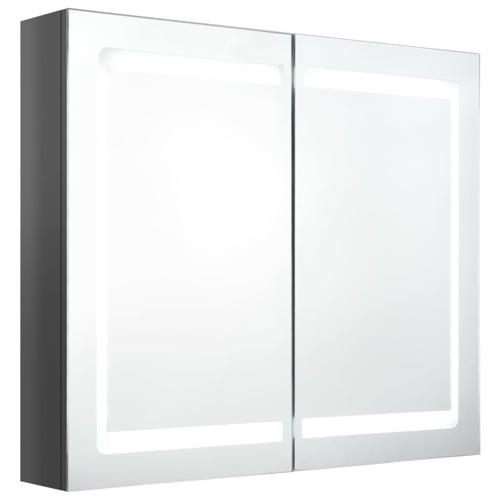 vidaXL armario de baño con espejo LED gris brillante 80x12x68 cm
