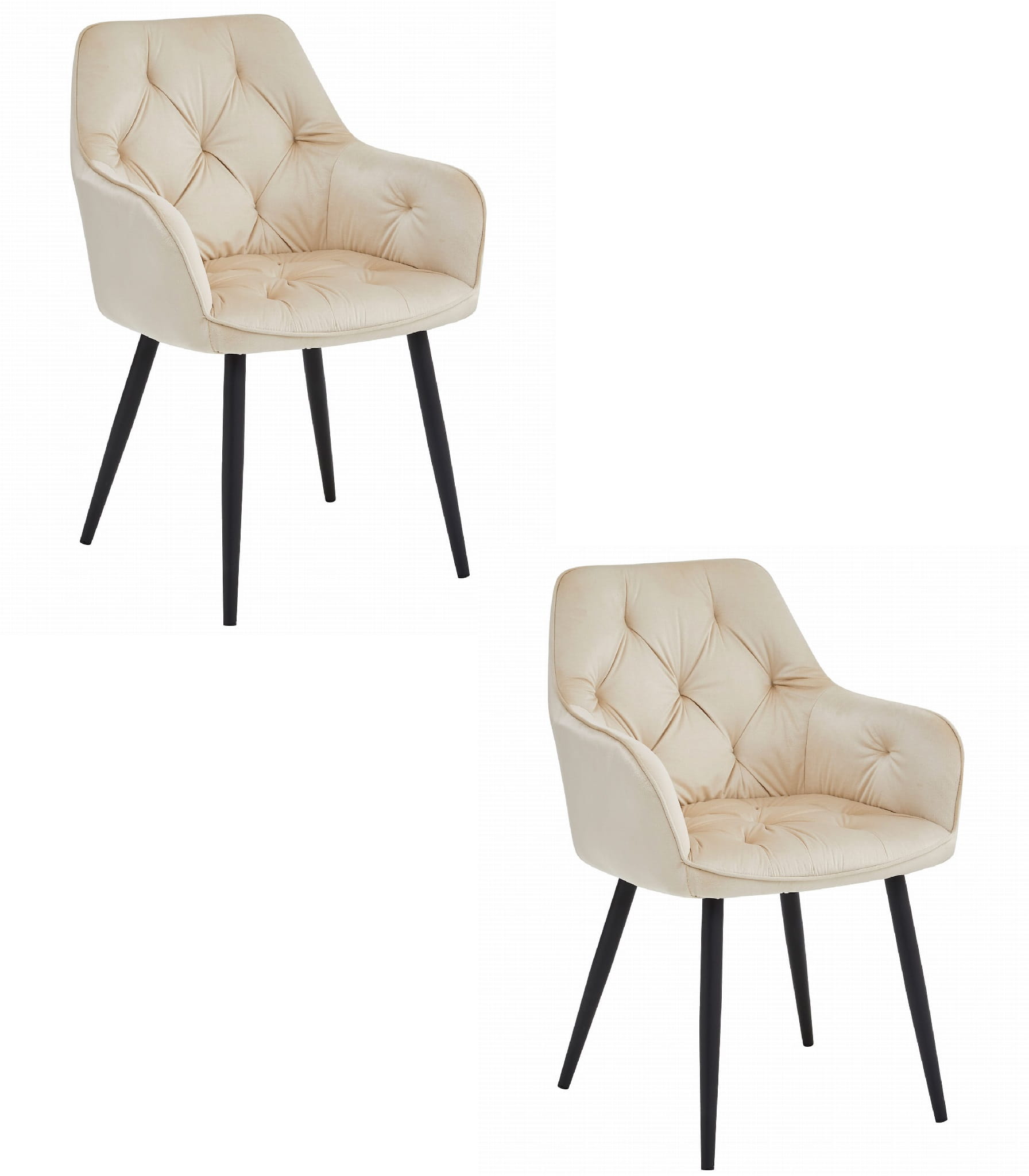 Sillas de comedor valora lukk – terciopelo beige con patas negras (x2)