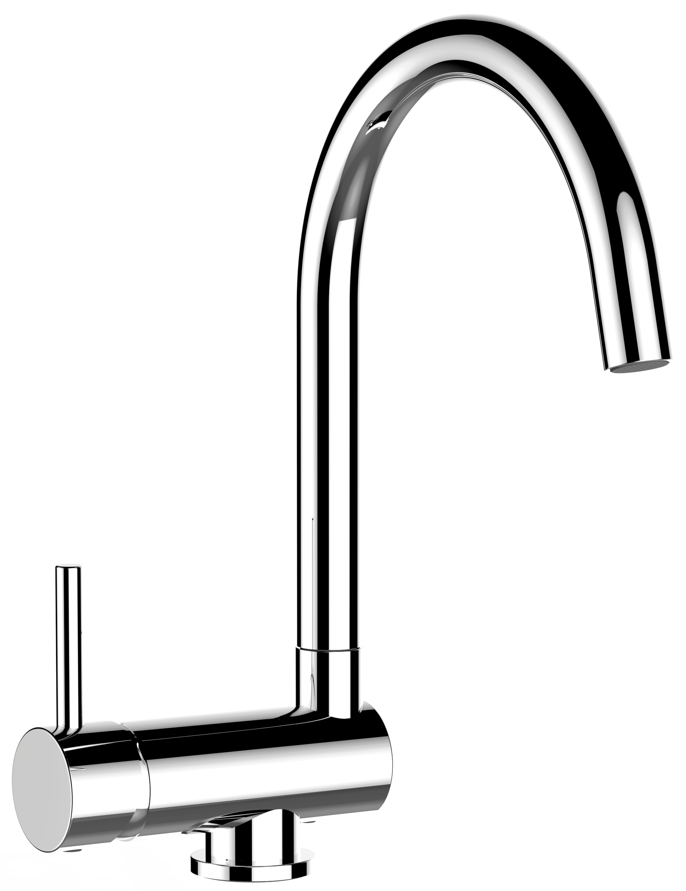 Grifo cocina abatible 6cm cromado caño U giratorio mando a izquierda