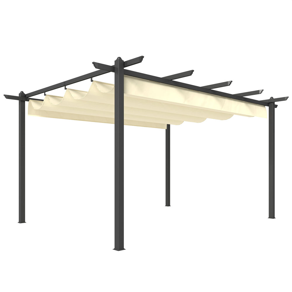 Pérgola 396x296x220 cm alumínio, poliéster color beige Outsunny