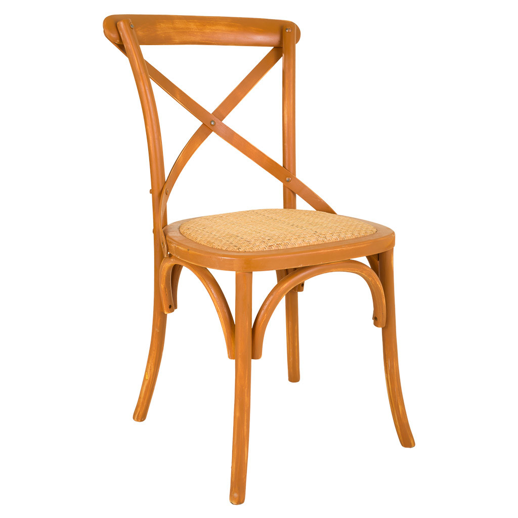 Silla de madera y asiento de ratán marrón 44x42x46/88