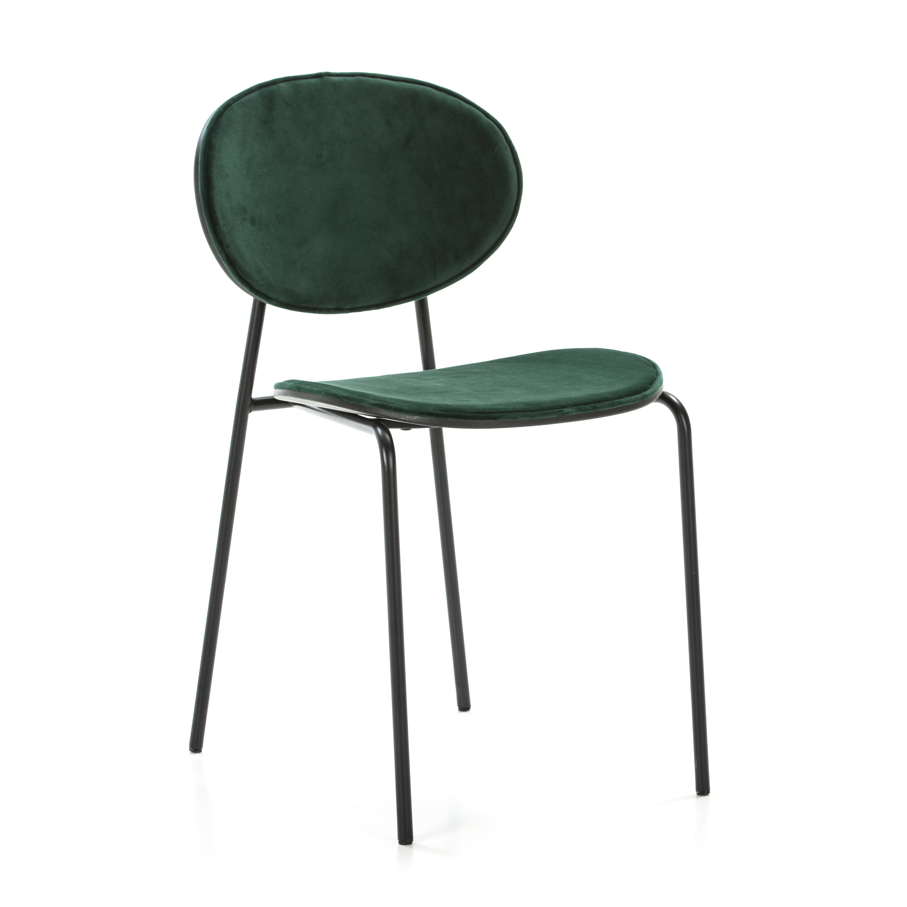 Silla 42x51x78 metal negro, abs negro, terciopelo 7033-27 verde oscuro