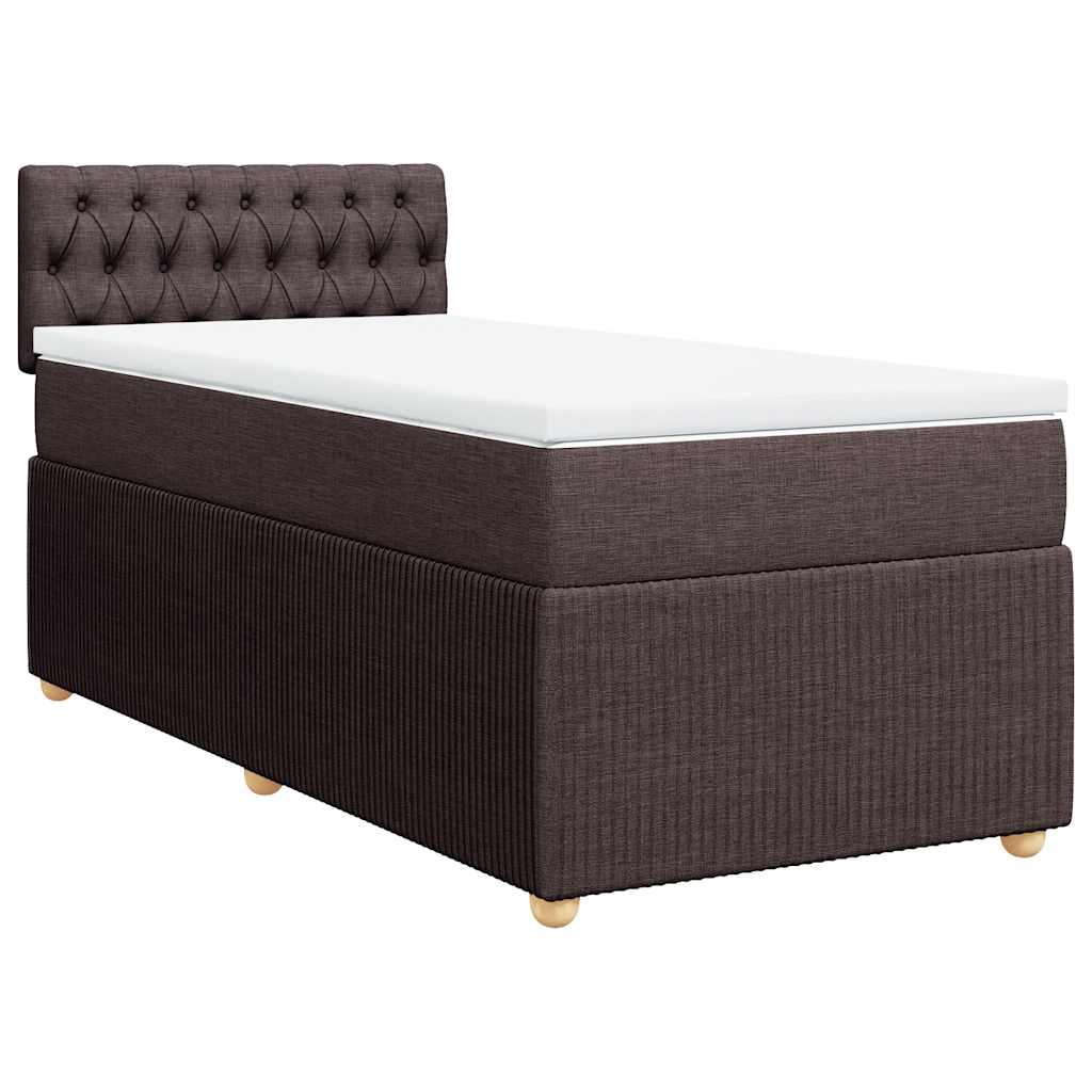 vidaXL cama box spring con colchón tela marrón oscuro 90x200 cm