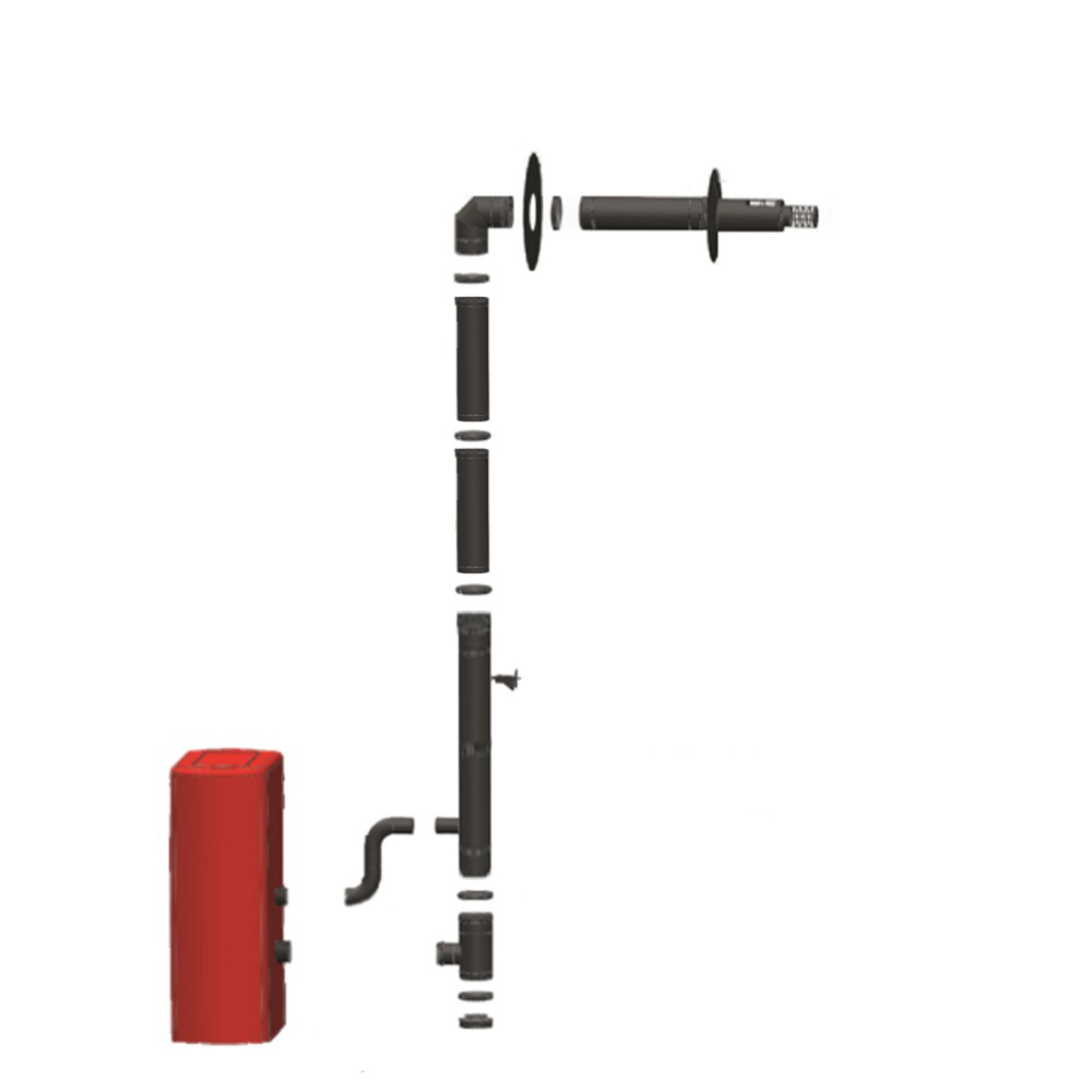 Kit universal de pared ø 80/125 completo (salida frontal) conexión trasera