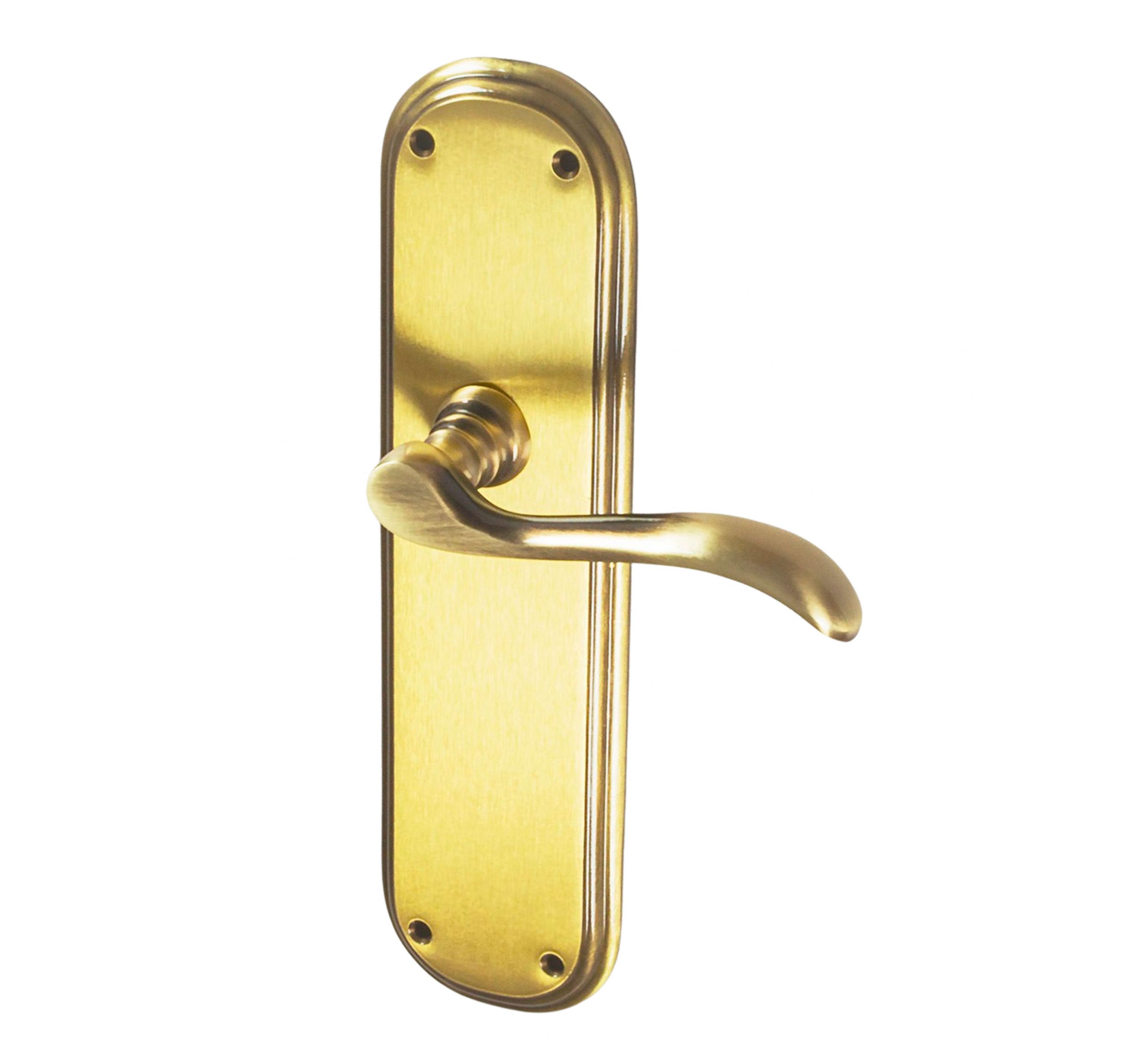 Juego Manillas Para Puerta Latón Placa Ancha/Cuero Satinado