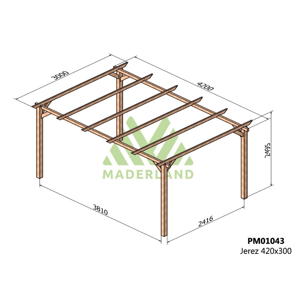 Pérgola de madera maciza j erez (maderland) - gardeneas