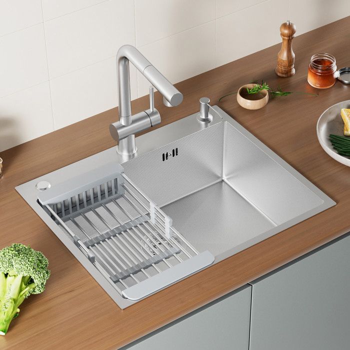 Fregadero de cocina - anycee max - 1 cubeta de acero inoxidable 60x49cm