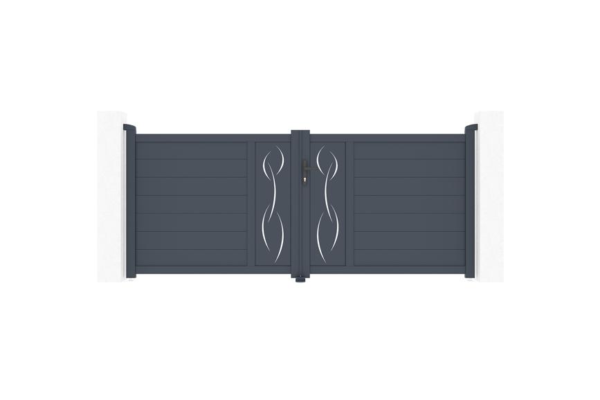 Puerta batiente regulable ancho 3m life h.120cm aluminio gris