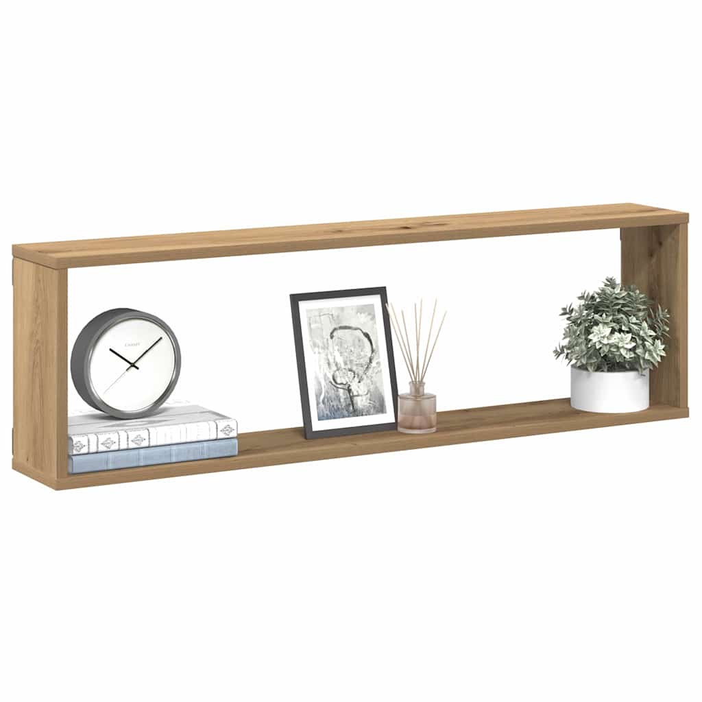 Estantes cubo de pared 2 uds madera roble artisan 100x15x30 cm