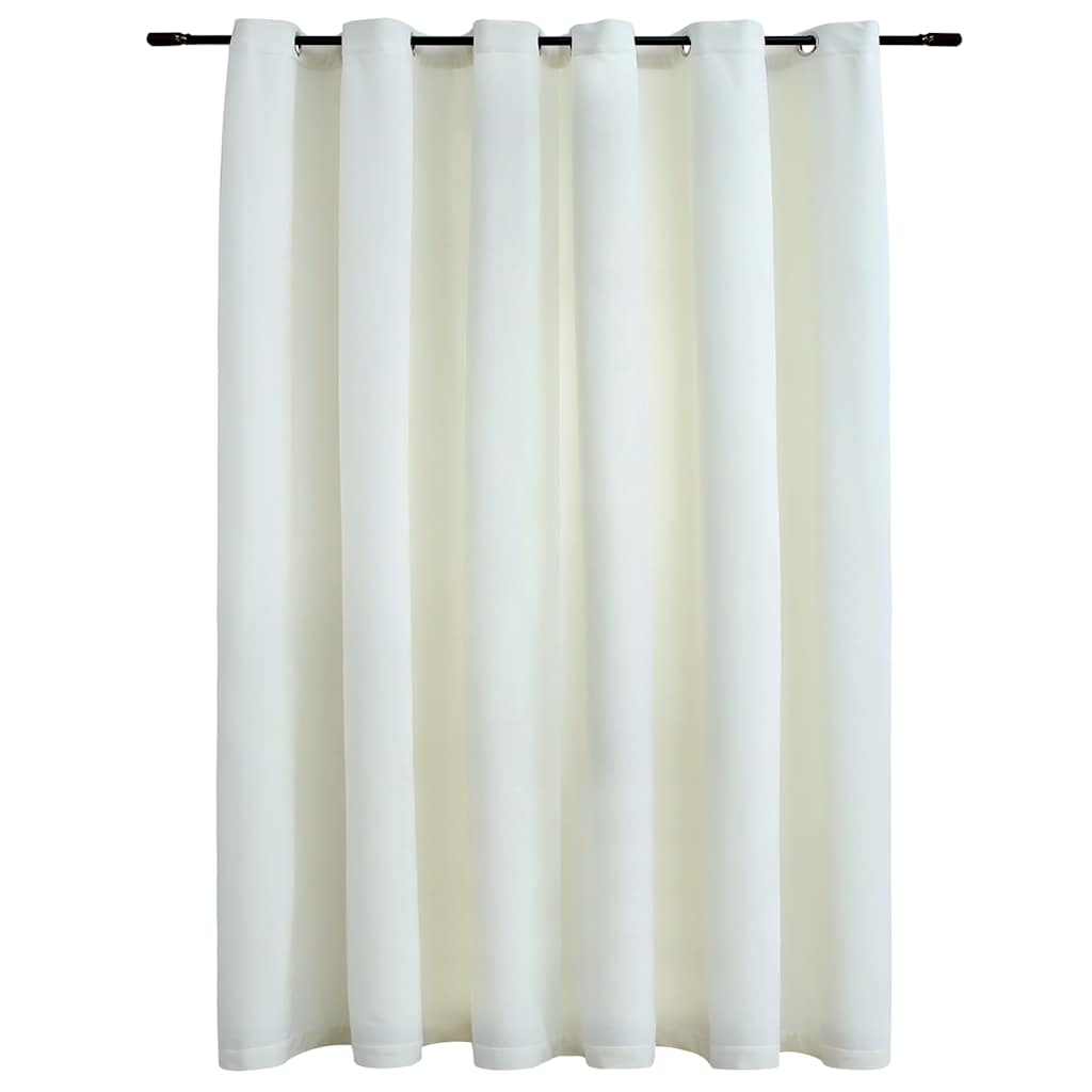 vidaXL cortina opaca con anillas de metal terciopelo crema 290x245 cm