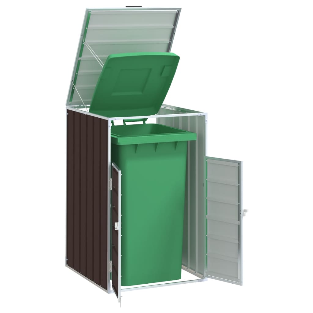 Cobertizo de contenedor de basura acero marrón 72x81x115 cm es6264