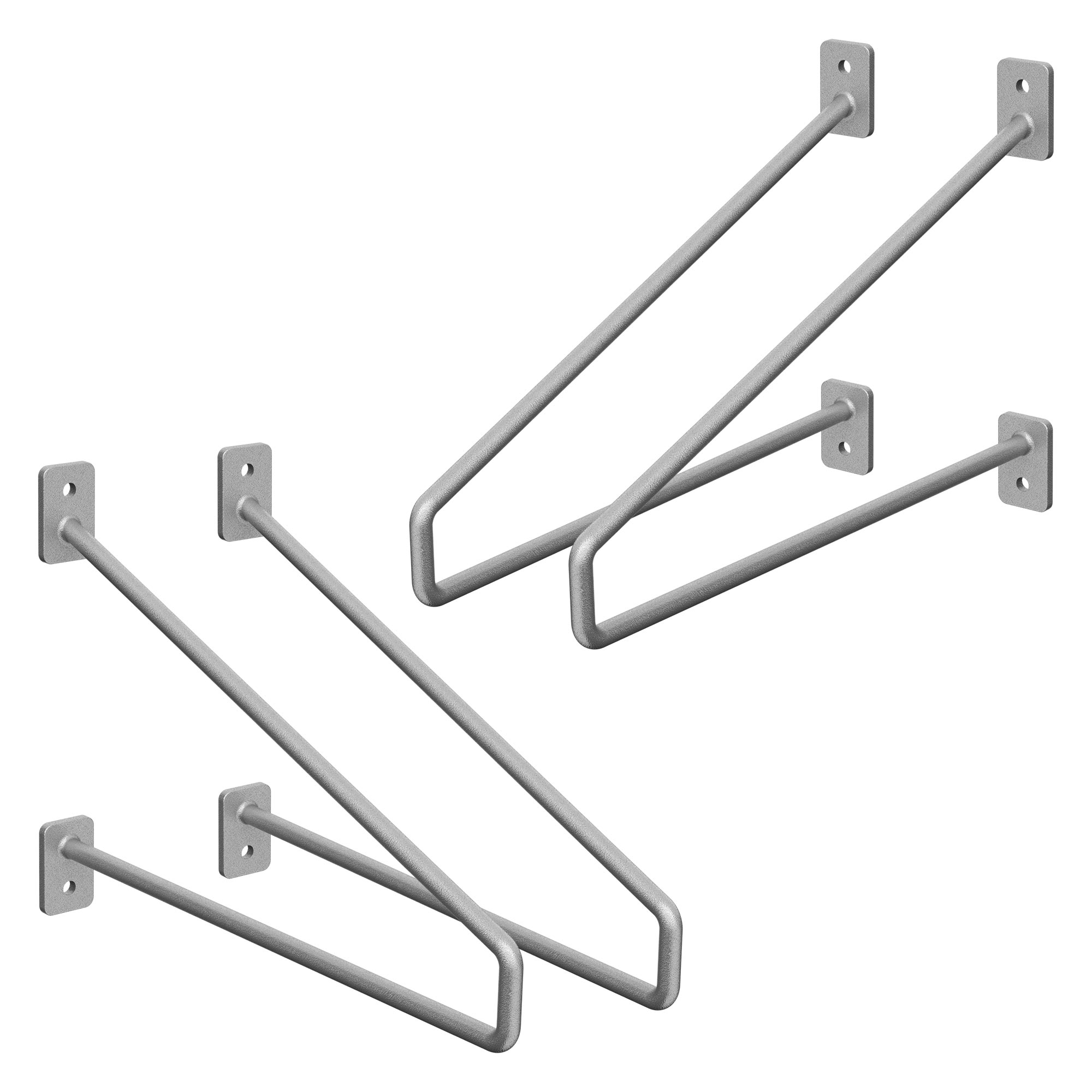 Set de 4x soporte de estante 265 mm plateado de acero