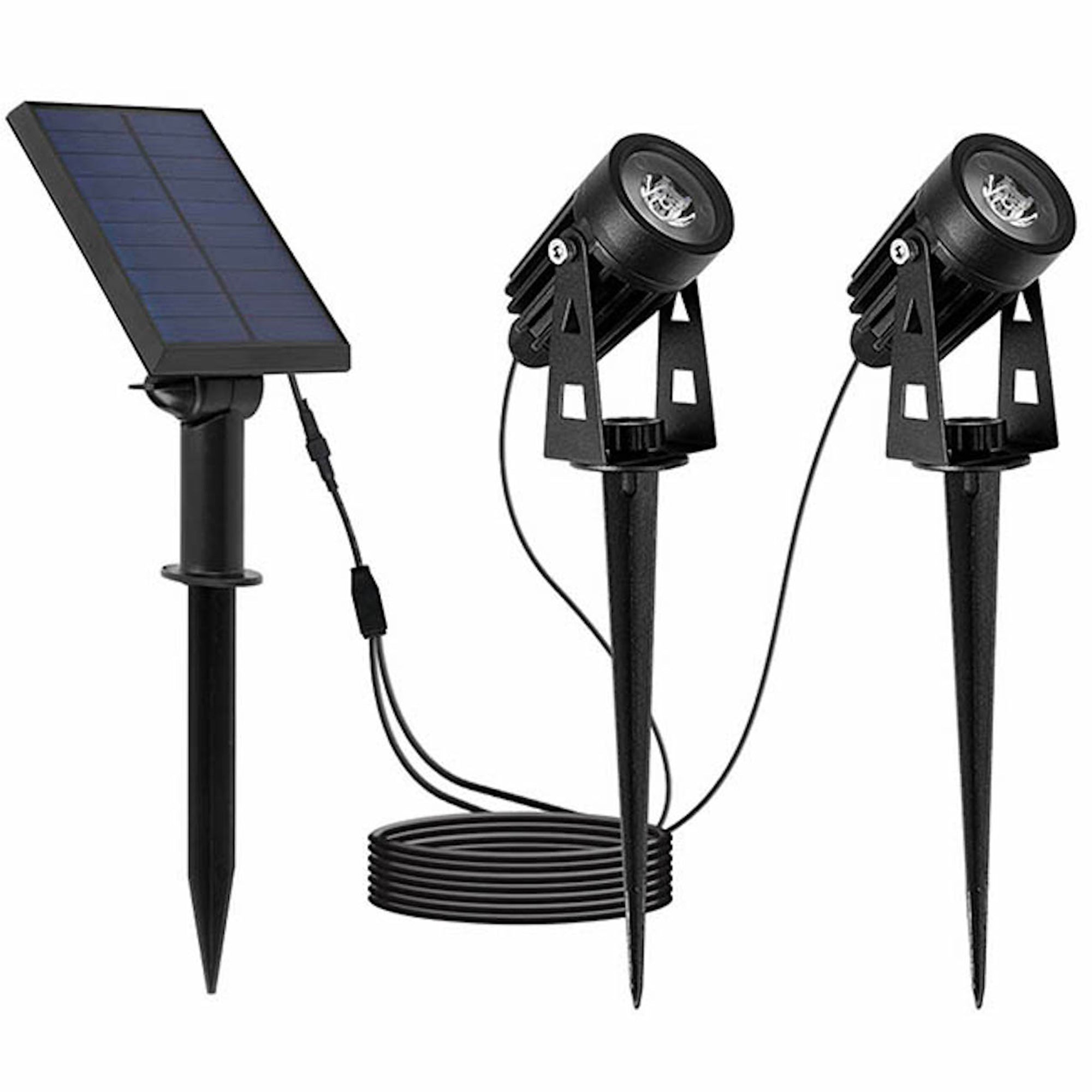 Juego de 2 focos solares conectados 200lm roundy