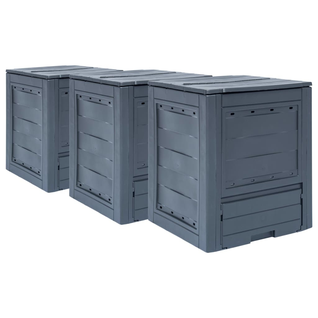 vidaXL compostadores de jardín 3 unidades gris 780 l 60x60x73 cm