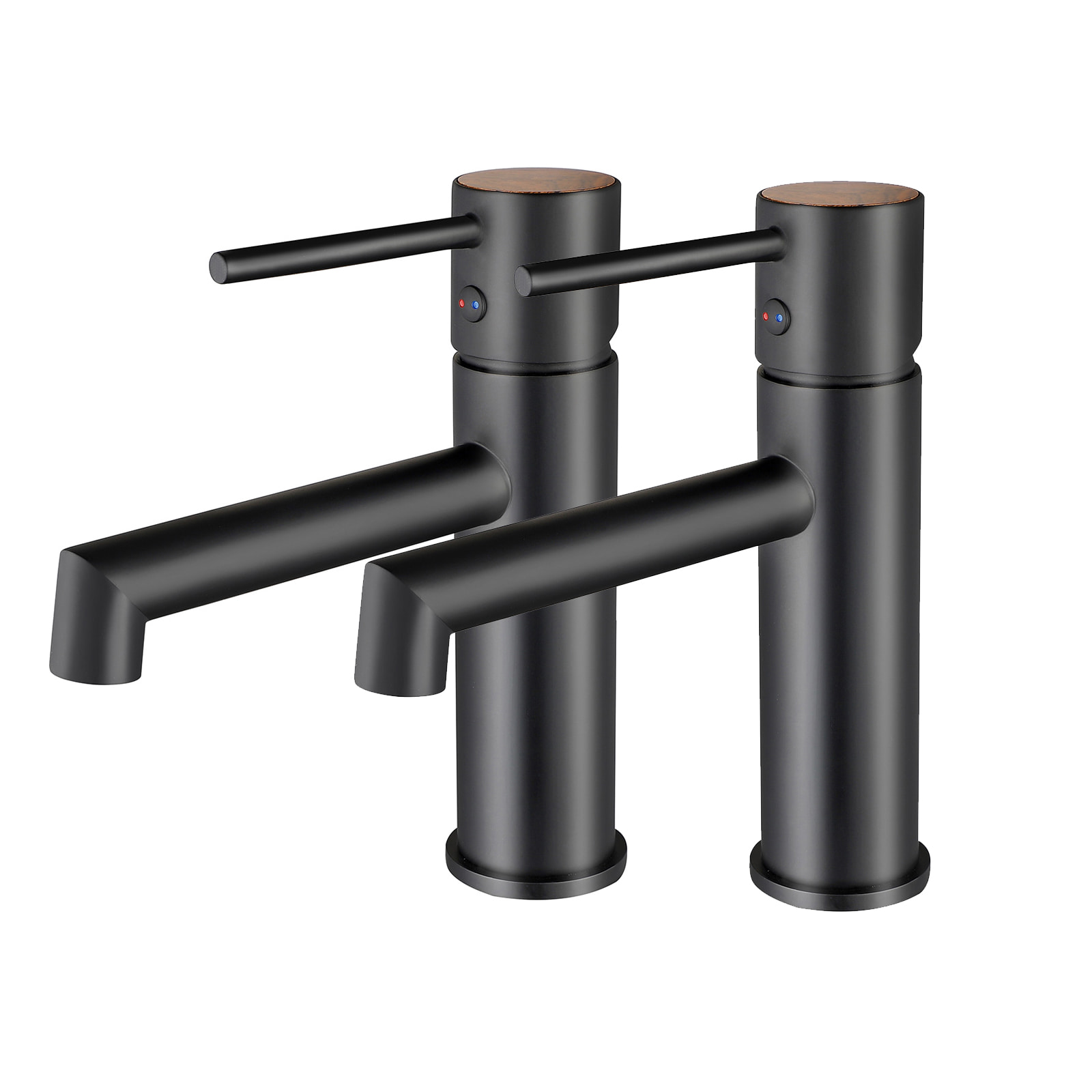 Pack 2 grifos de lavabo monomando k2o lusso zen 16,5x5x18,5 cm negro mate,