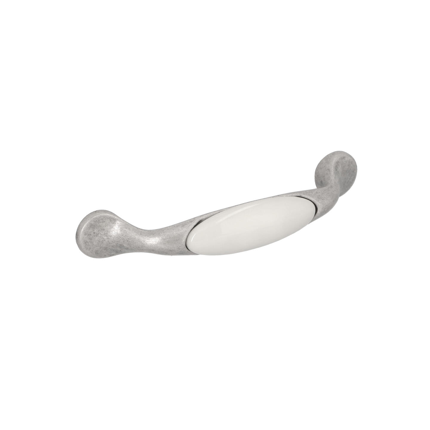 Tirador mueble en zamac y porcel 10 dist entre ejes 96mm plata lote 25
