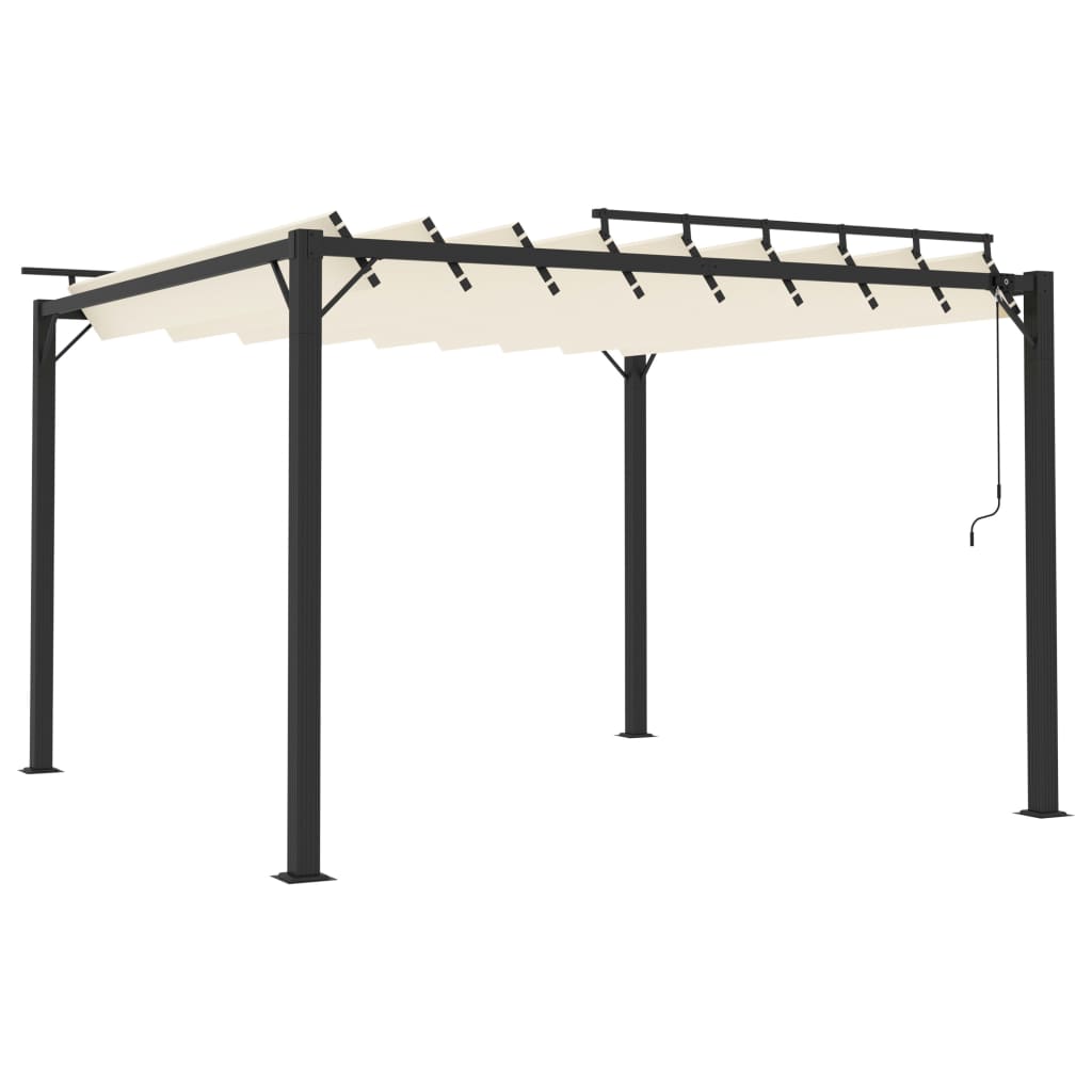 vidaXL cenador con techo de lamas tela crema y aluminio 3x3 m